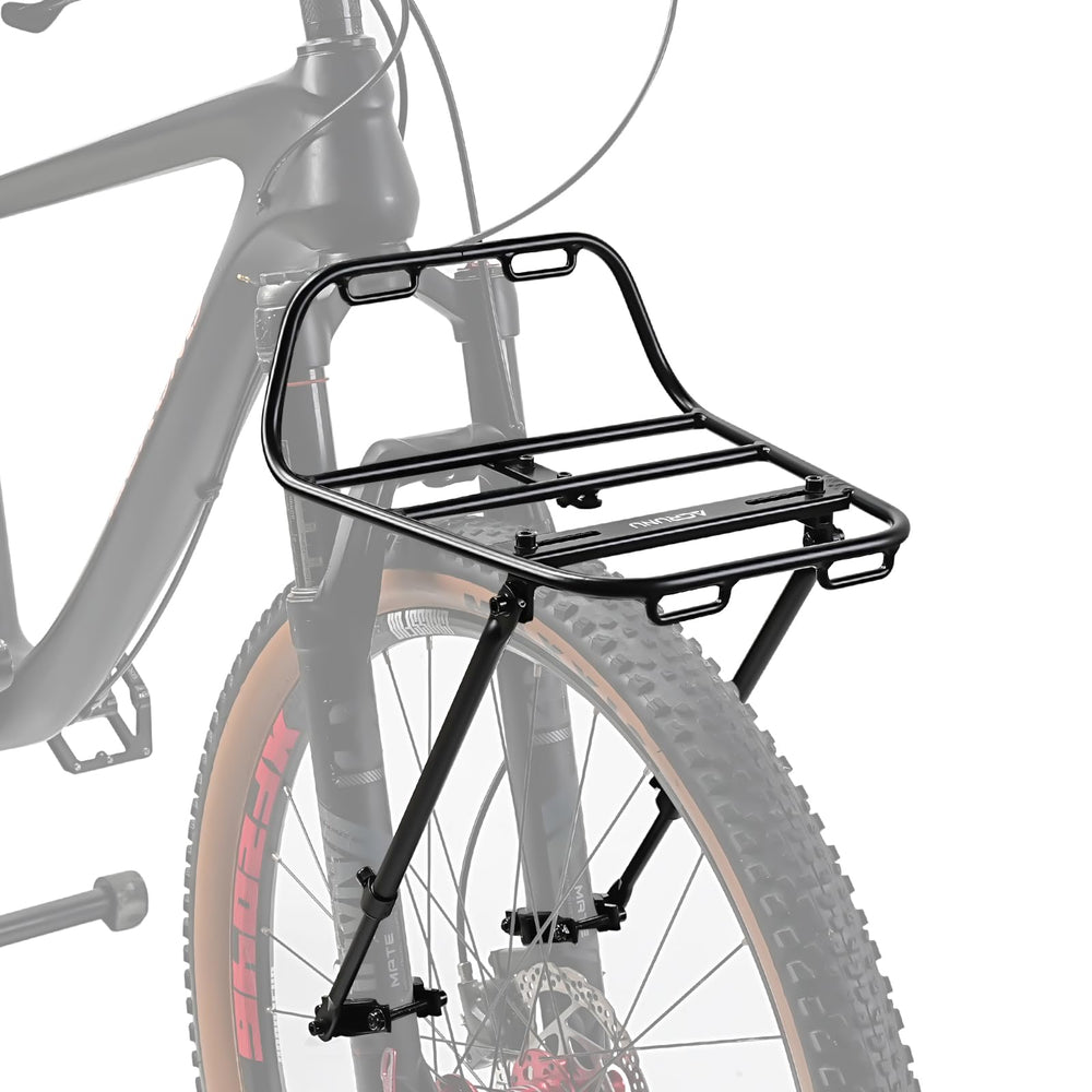 ACRUNU front rack front view showing sturdy platform and neat styling benefit convenience