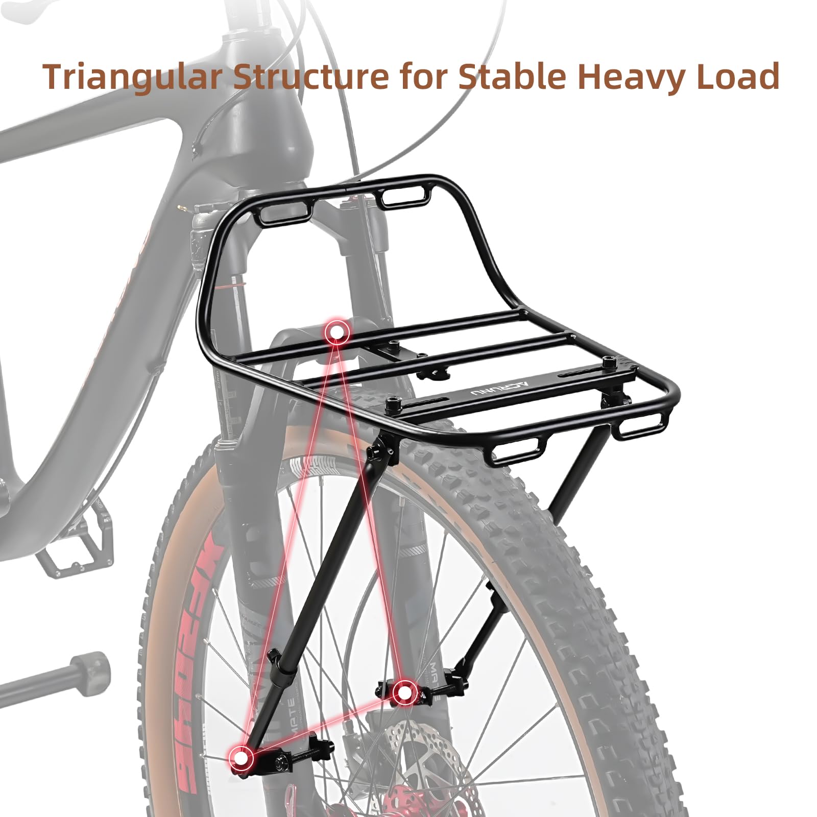 ACRUNU rack loaded with camping gear showing 15 kg capacity for practical carrying benefit