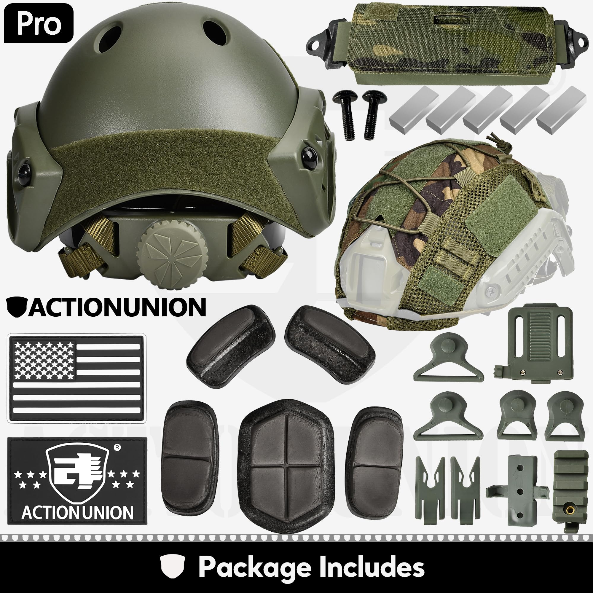 ACTIONUNION helmet counterweight and five metal blocks for balancing mounted gear