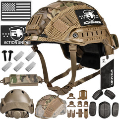 ACTIONUNION helmet front view showing streamlined PJ shape and ventilation for airflow