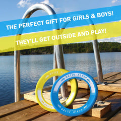 Activ Life rings floating in a pool, visible colors aid quick retrieval and fun