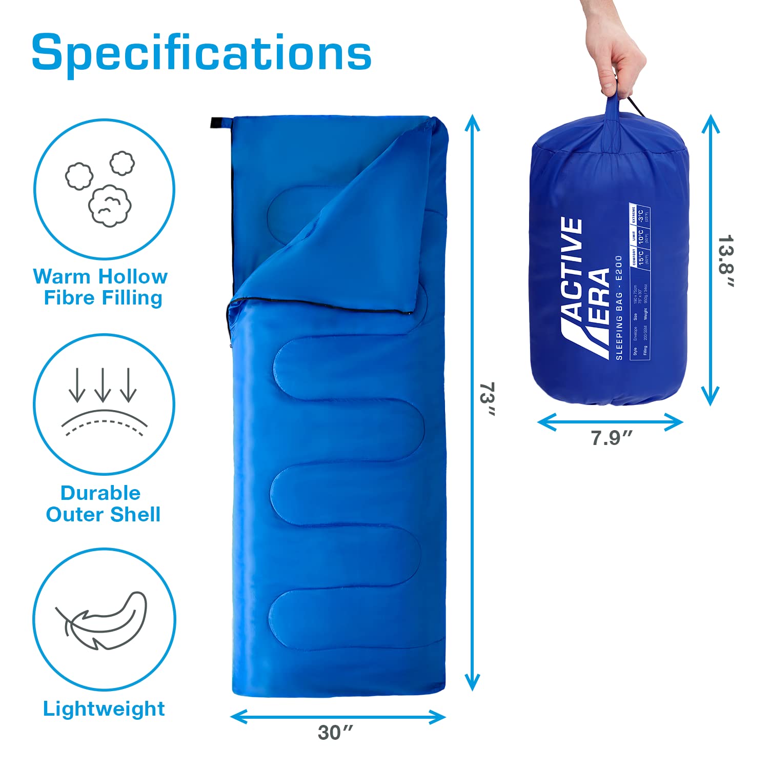 Active Era fully unzipped sleeping bag used as 73 by 30 inch quilt for versatility benefit