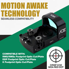 Ade Advanced Optics NUWA through-lens reticle view showing 2 MOA red dot for precise aiming