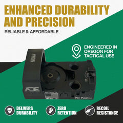 Ade Advanced Optics NUWA top battery compartment open showing CR1632 access for quick changes