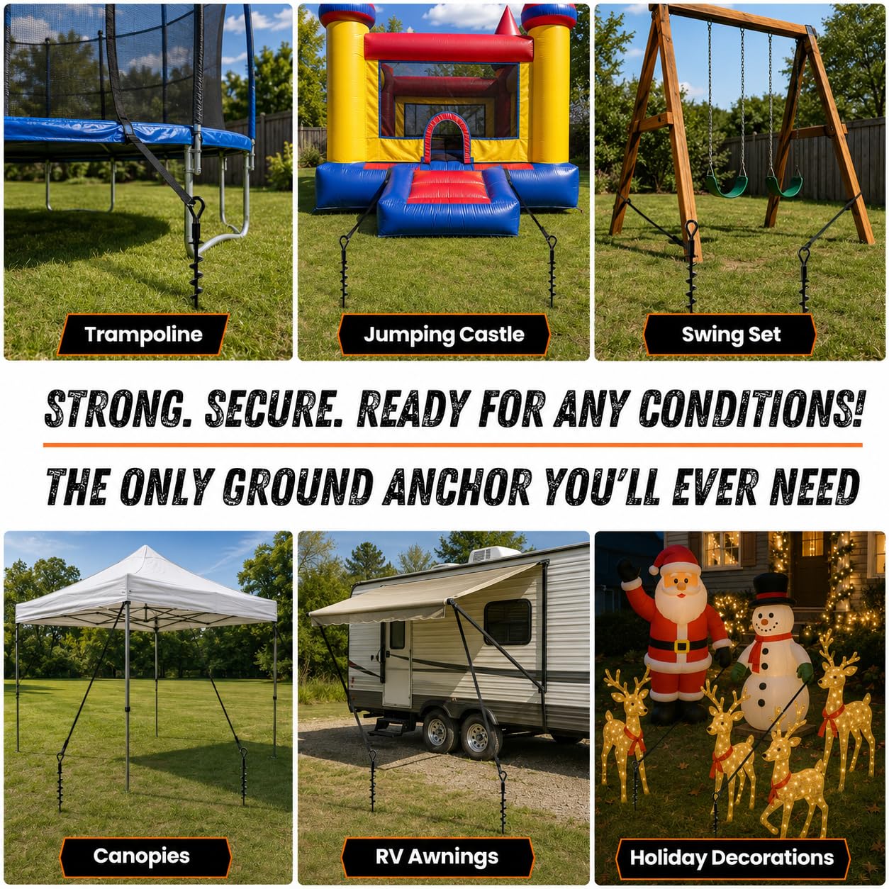 Adventure Seeka anchors used on canopy in yard for reliable shelter stability