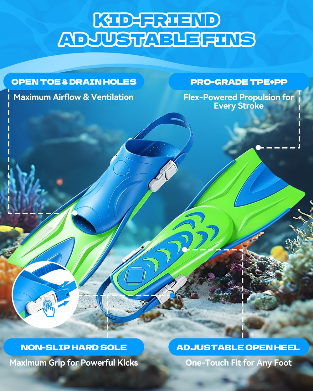 Aegend fins foot pocket closeup showing soft rubber comfort and reduced chafing