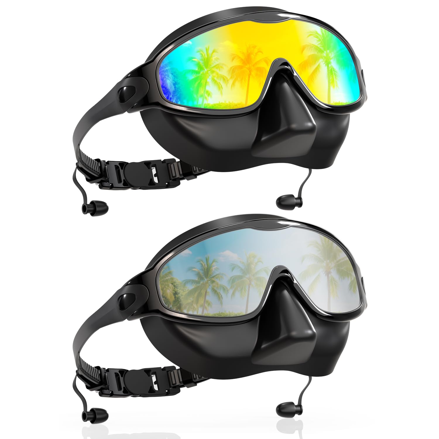 Aegend front packaging showing two adult swim goggles, convenient spare set