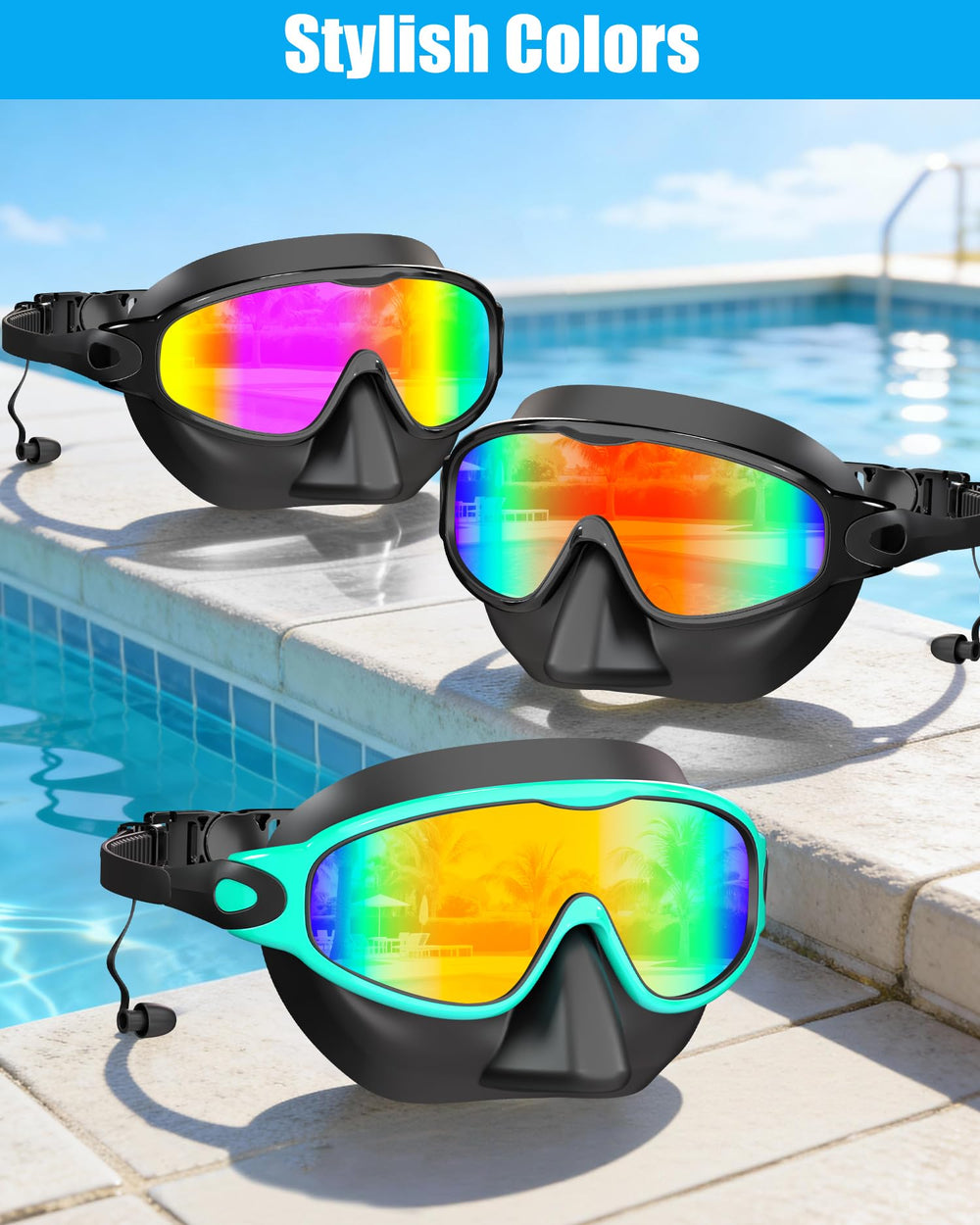 Aegend goggles in pool lifestyle scene for outdoor clarity