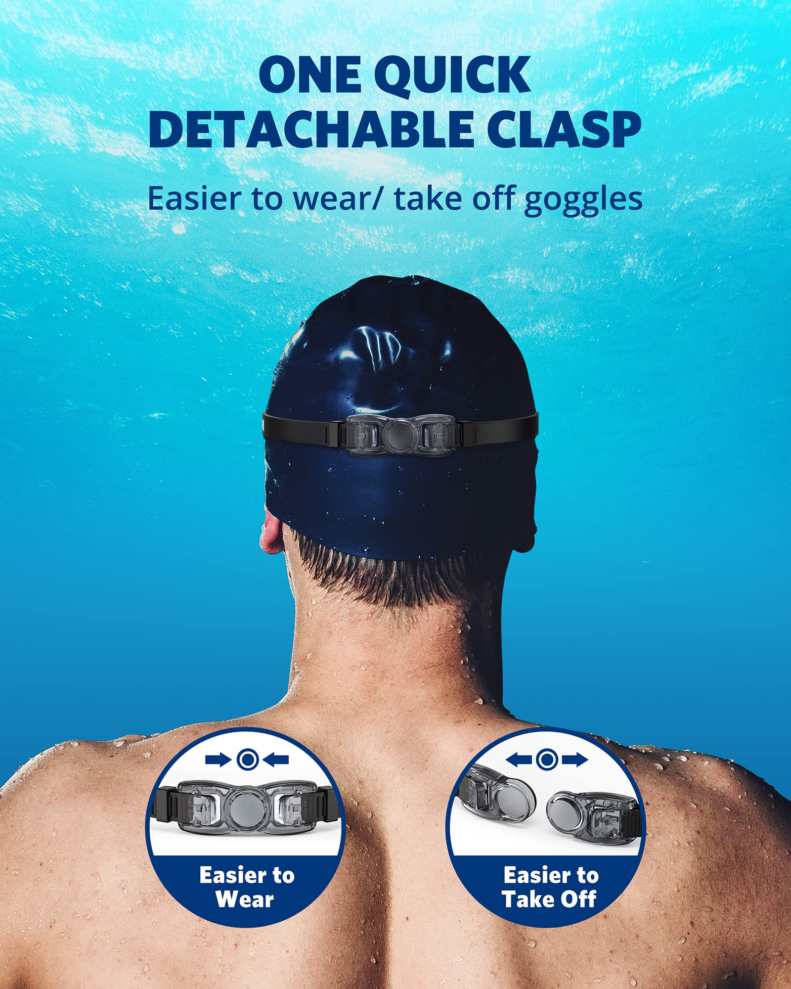 Aegend goggles worn by swimmer showing wide-angle vision benefit