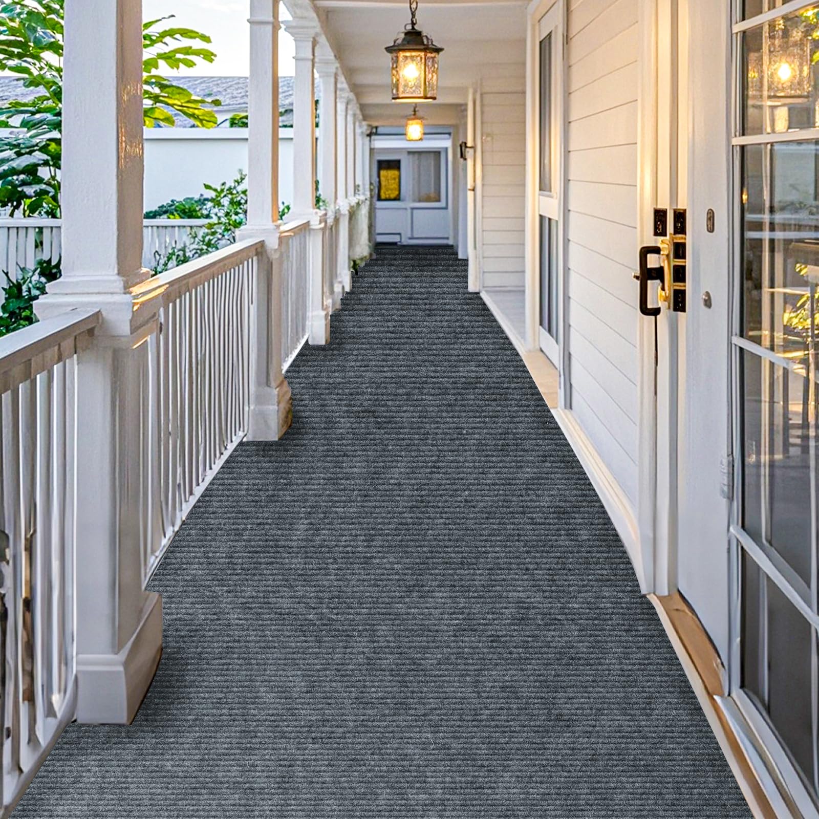 AEHISDHIE rolled carpet beside tape measure to show dimensions and coverage clarity