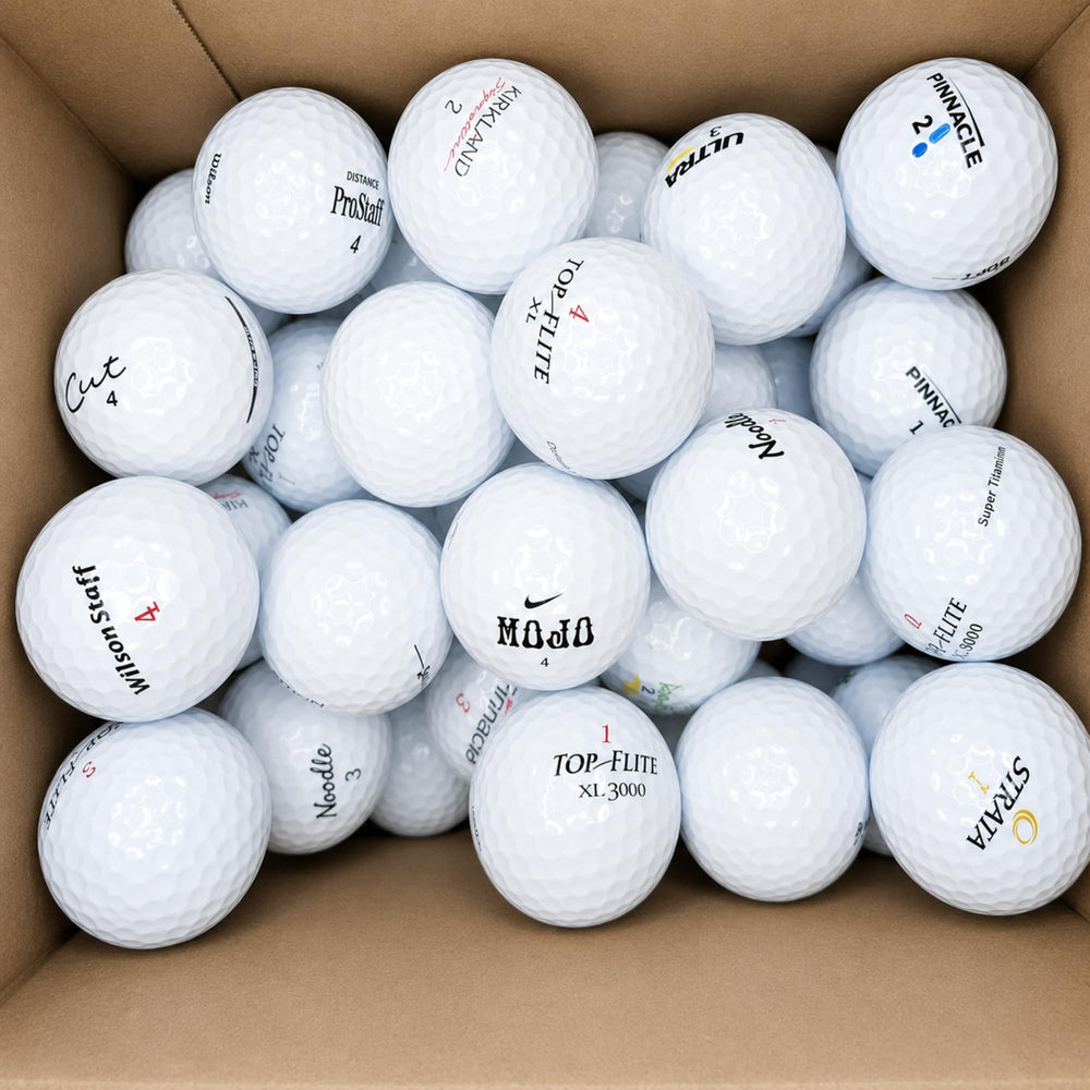 AFFORDABALL GOLF assorted brand logos visible for varied play characteristics