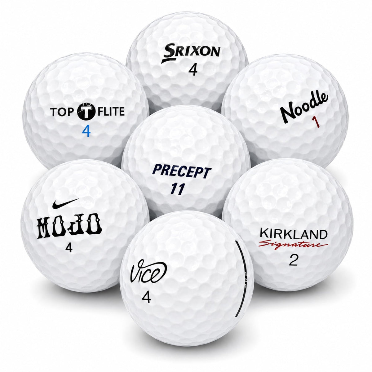 AFFORDABALL GOLF front of pack showing 50 white recycled balls and value