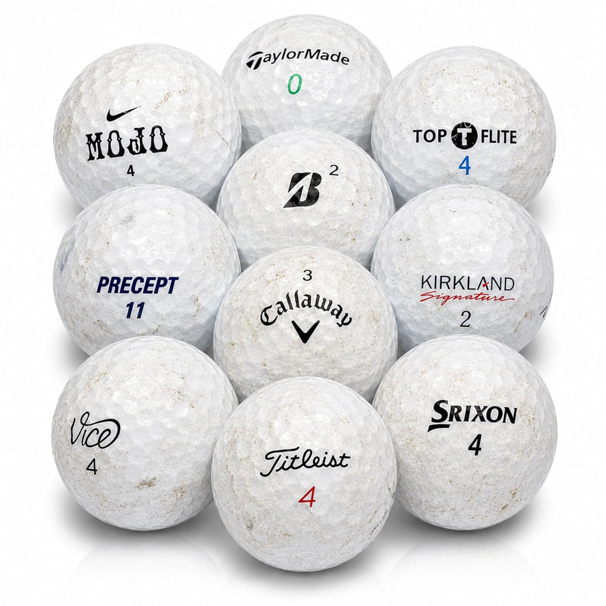 AFFORDABALL GOLF front packaging showing 50 recycled white balls and affordable value