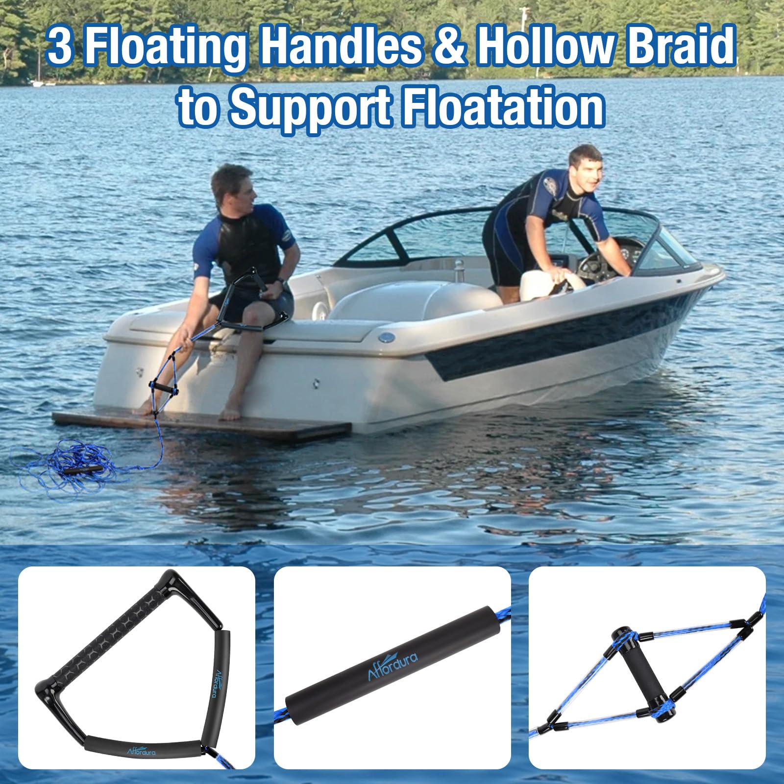 Affordura full 75 ft rope laid out to illustrate adjustable length options and visibility