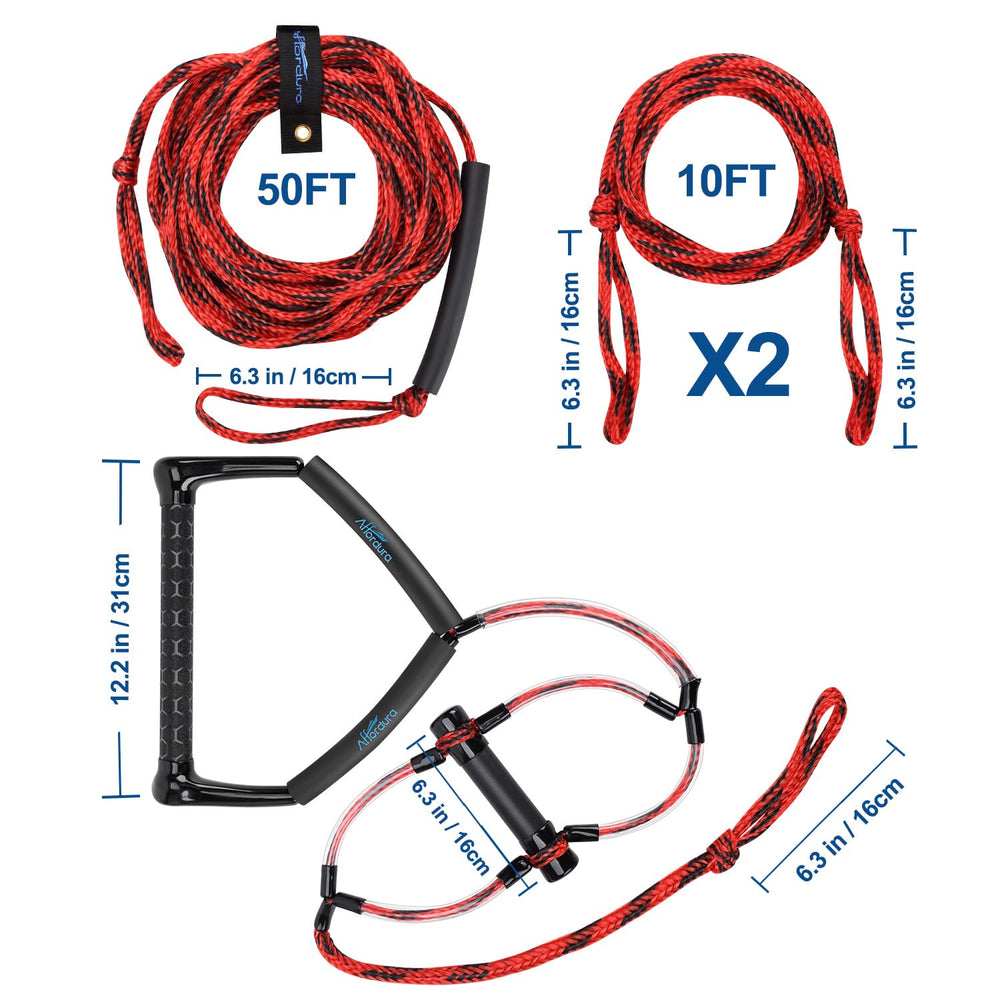 Affordura in-use tubing lifestyle shot showing rider holding dual handles for stable towing
