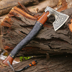 Afhzam Viking knife with leather sheath offering safe carry and presentation
