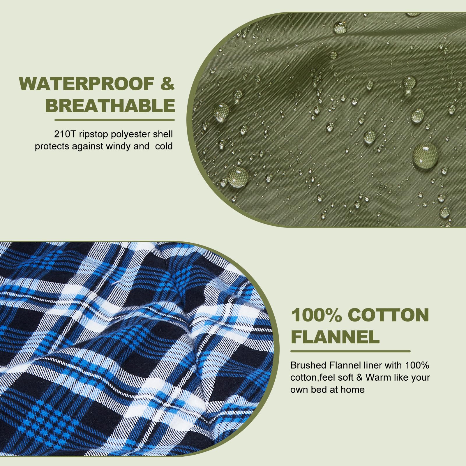 AGEMORE cotton flannel interior texture showing breathable comfort and cozy feel