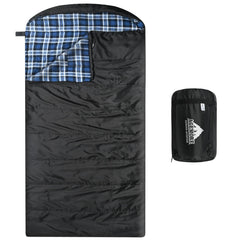 AGEMORE front view of XXL sleeping bag showing roomy fit and hood for comfort