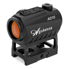 Agukexsa front view of red dot sight showing compact housing and clear dot benefit