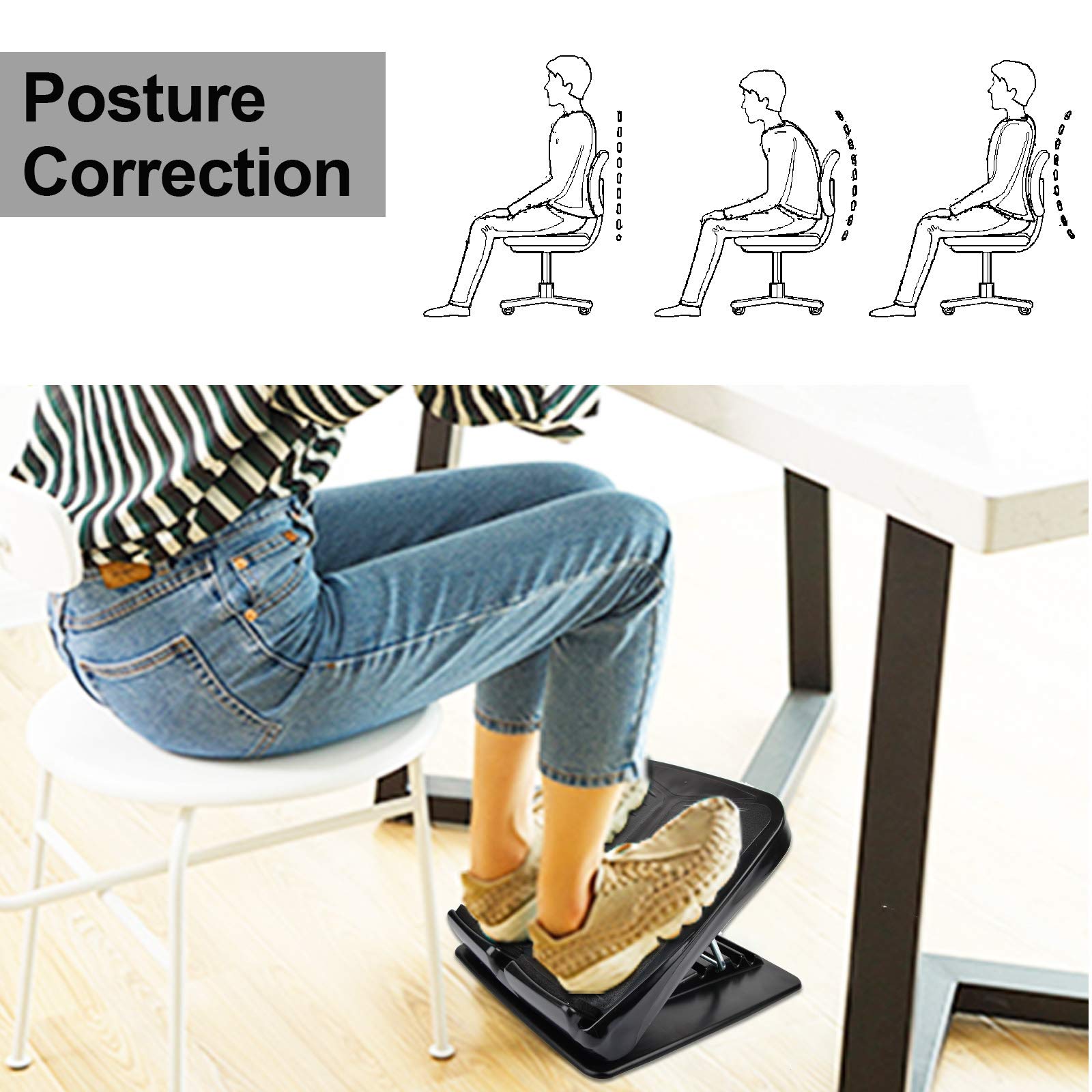 AIFUSI slant board used as under-desk footrest easing calf tension during work