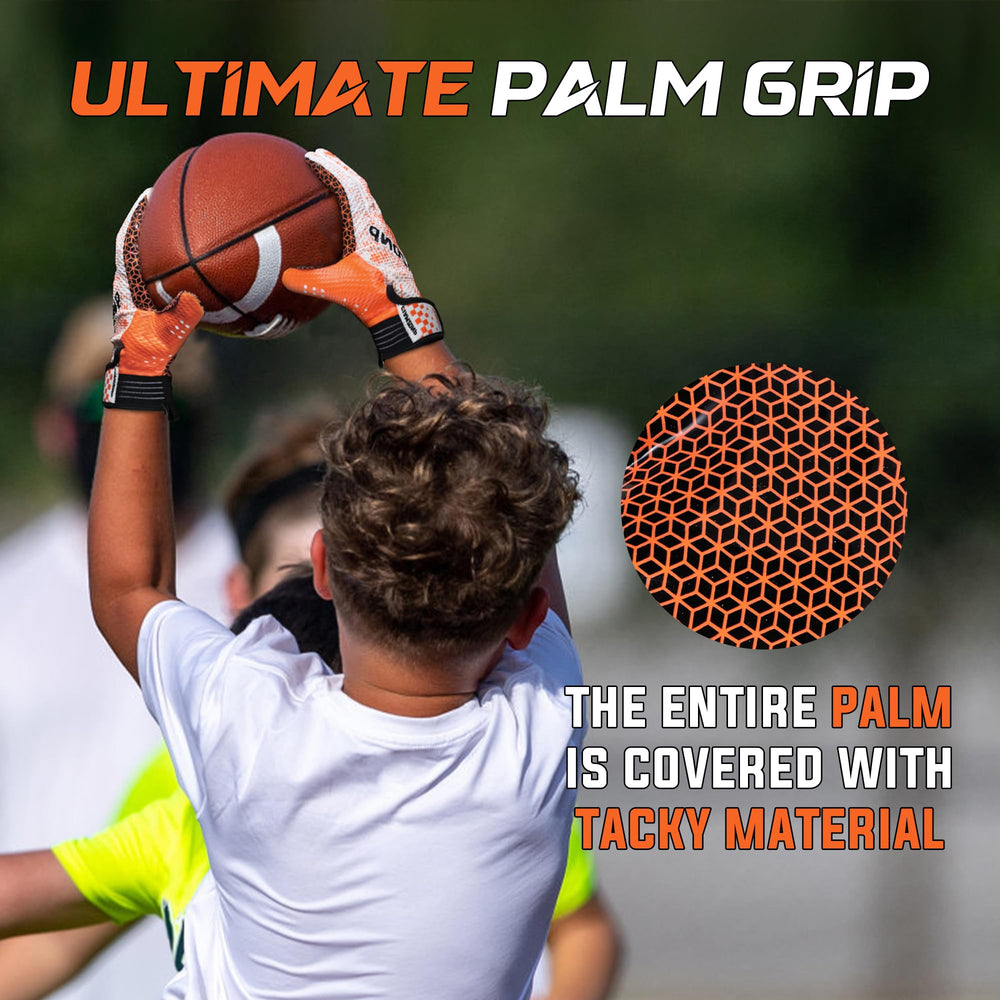 AIGEVTURE X-Small glove in hand scale showing correct sizing for youth