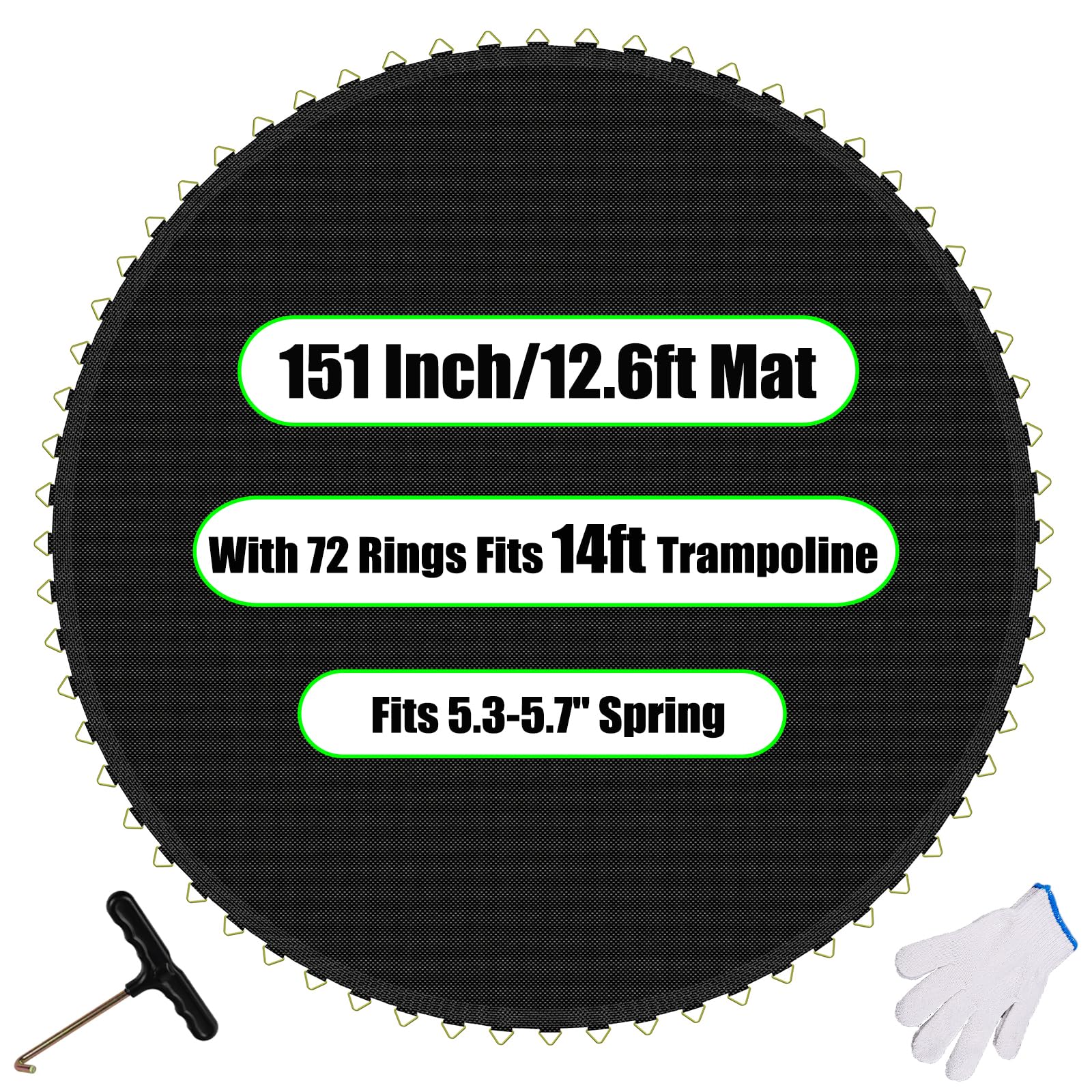 AILEVERS front view of 12.6ft mat showing full surface and rings for easy replacement