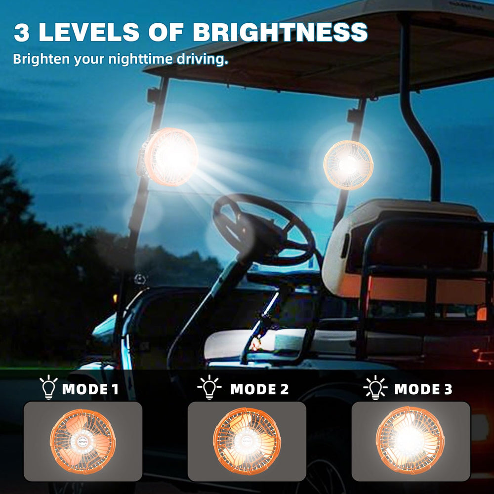AIPSET fan lantern lit at night showing bright 9-LED illumination for visibility