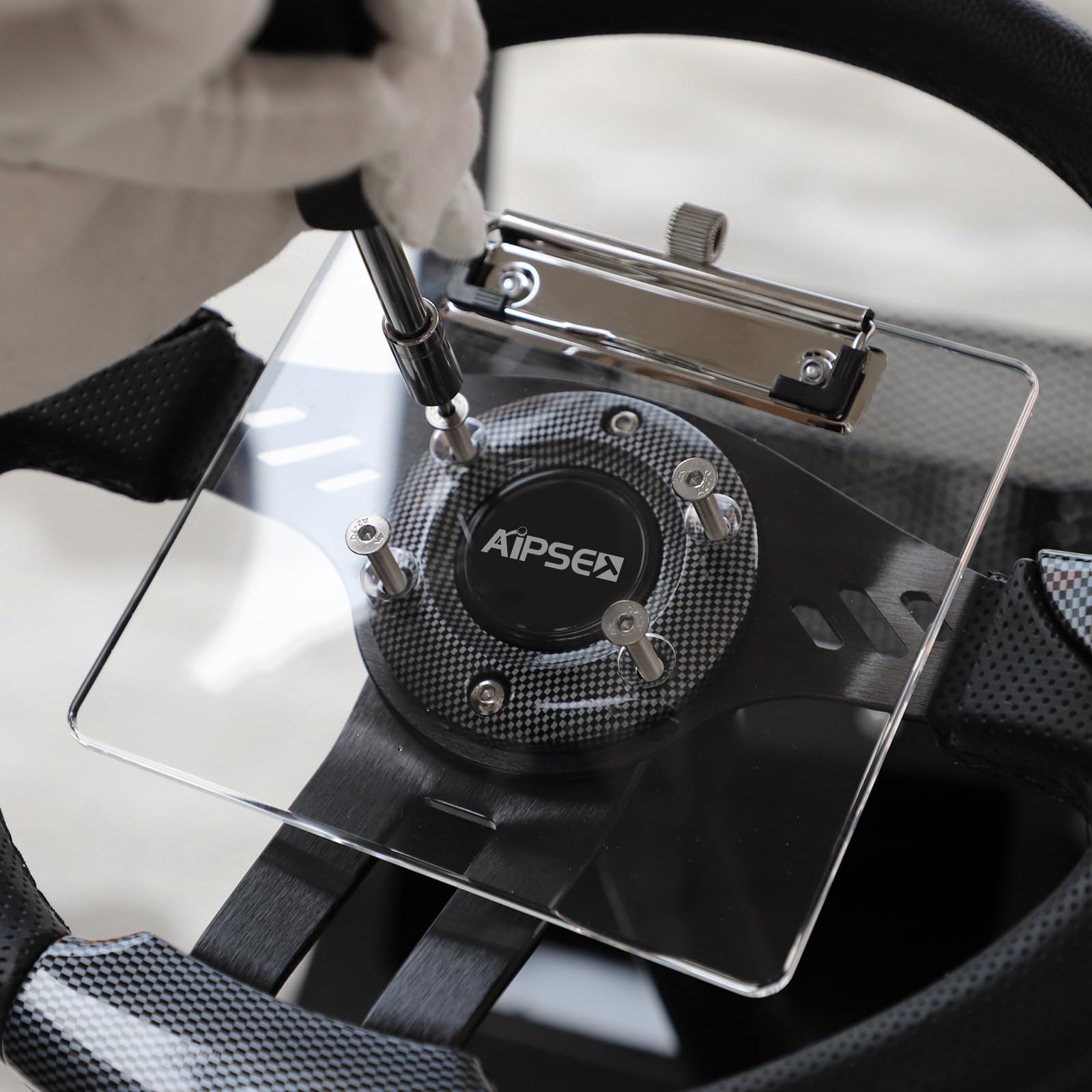 AIPSET lifestyle shot on a golf cart at the course for convenient scorekeeping benefit