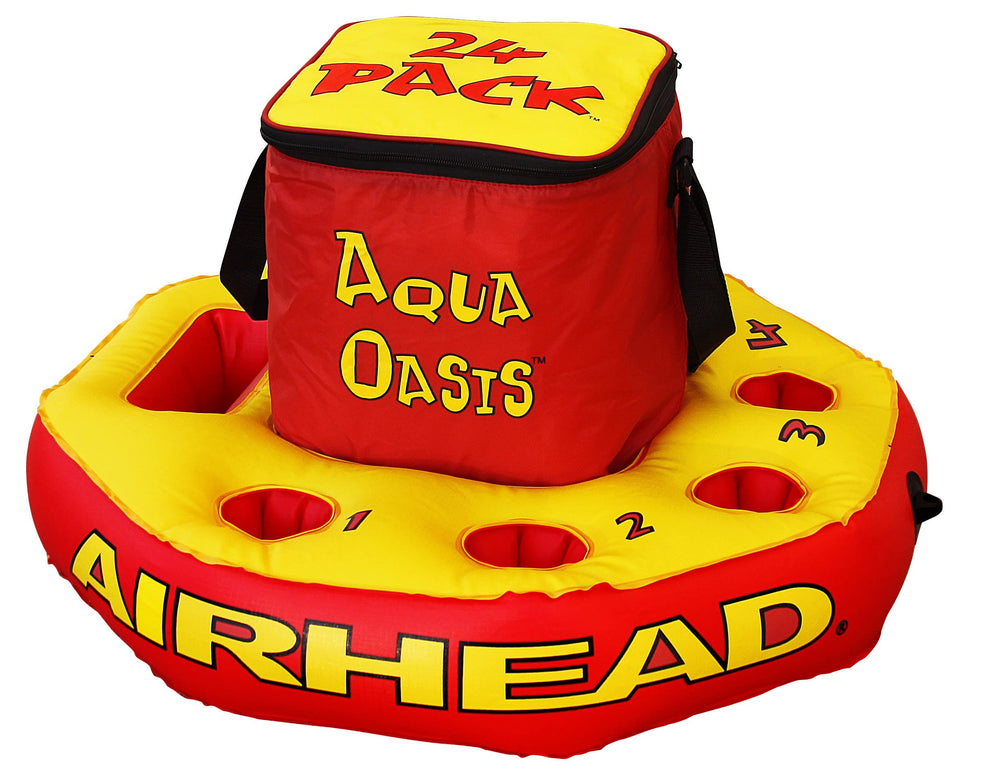 AIRHEAD front view of floating cooler showing full 24-can capacity and stability