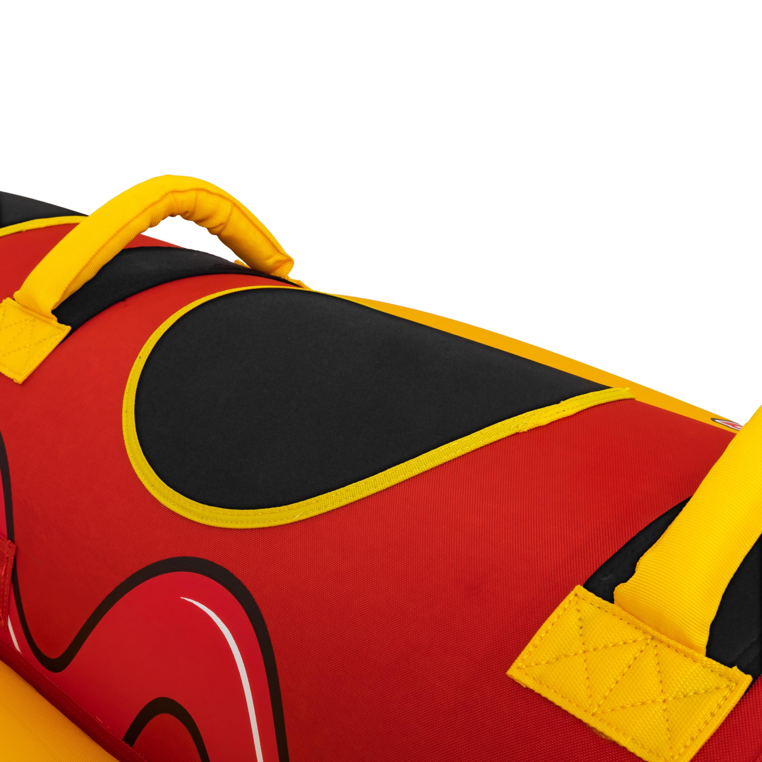 AIRHEAD EVA seat pad close-up on top of tube showing cushioning, reduces rider fatigue