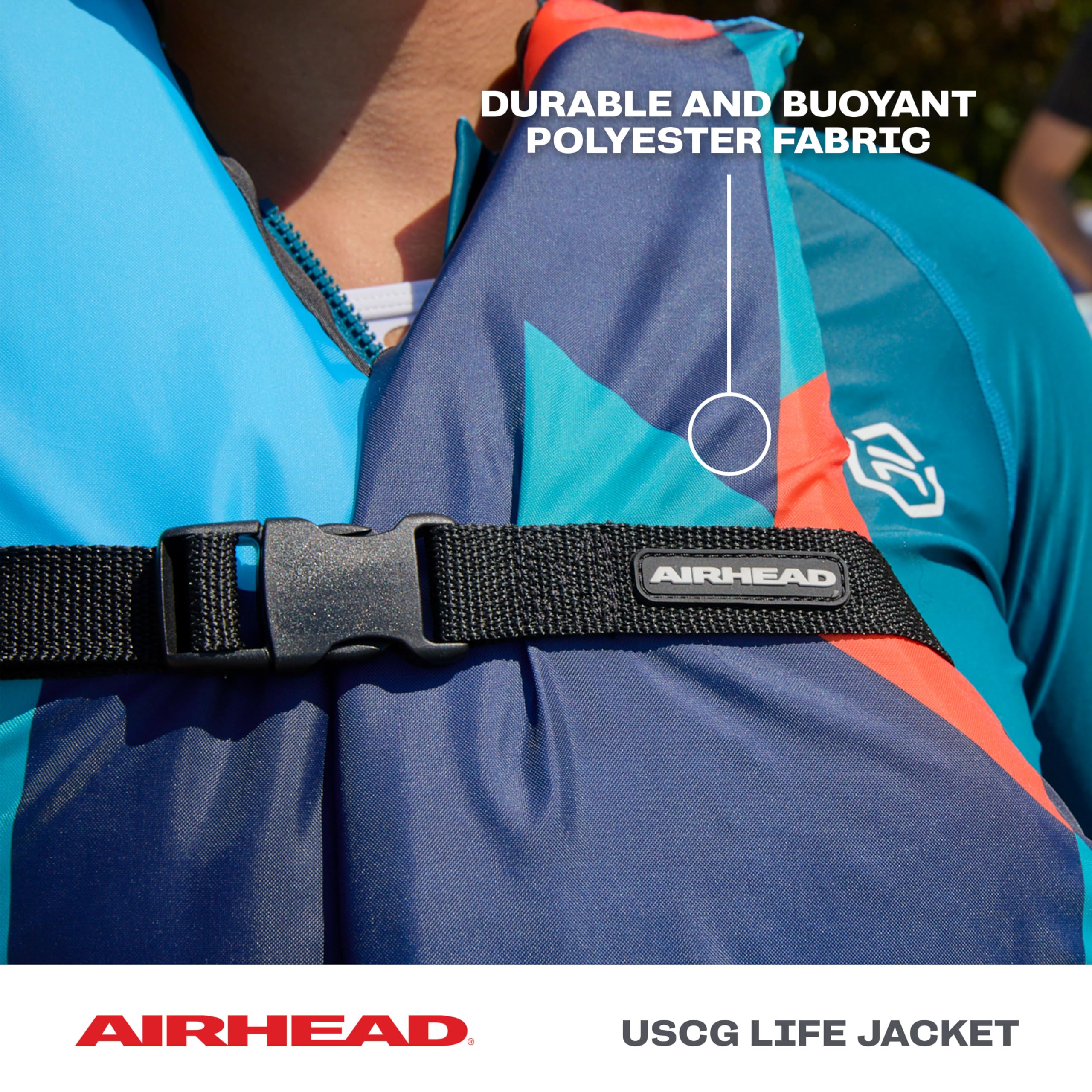 airhead GEO close-up of polyester and PE foam, durable buoyancy detail