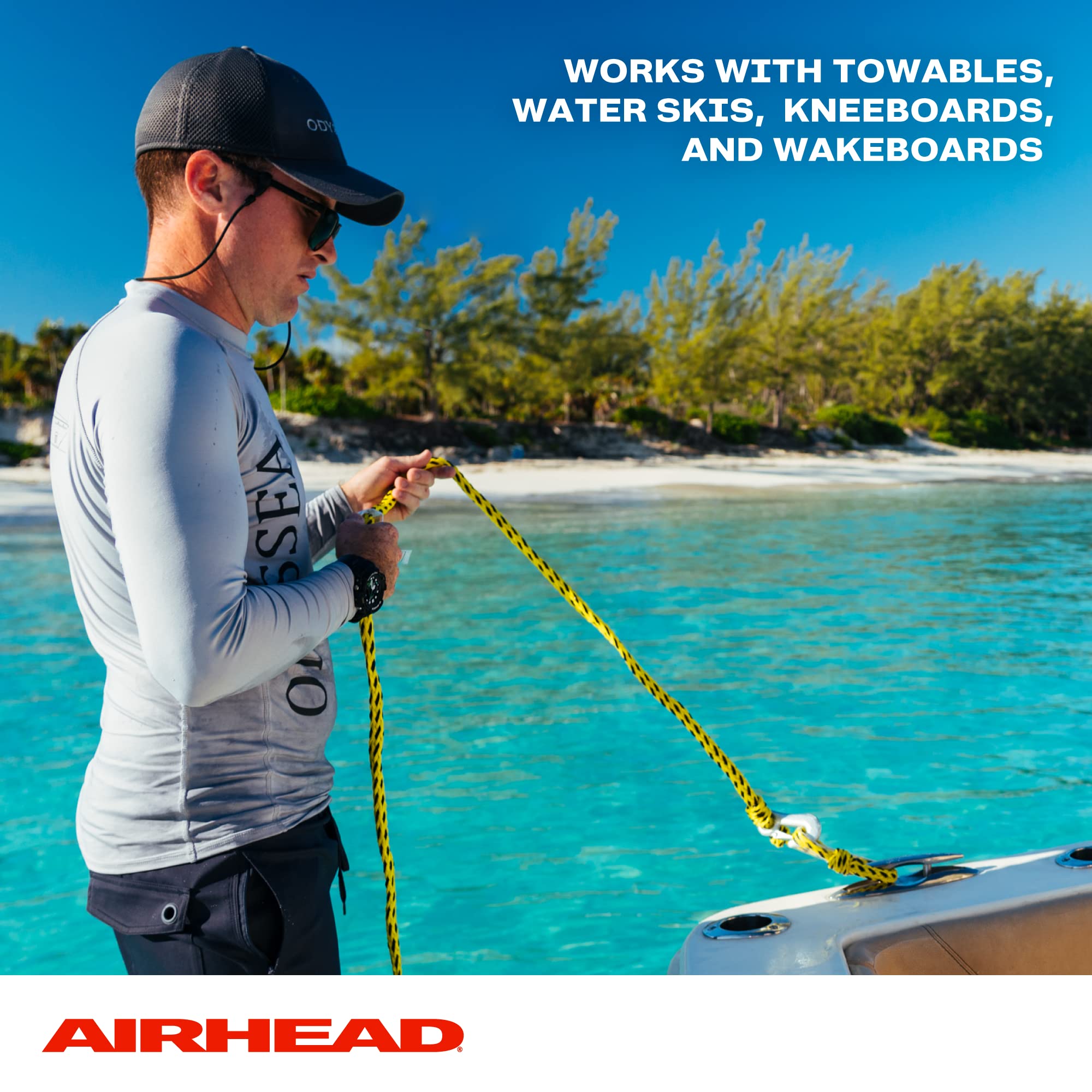 AIRHEAD in use towing a four-person tube demonstrating stable pull and family fun