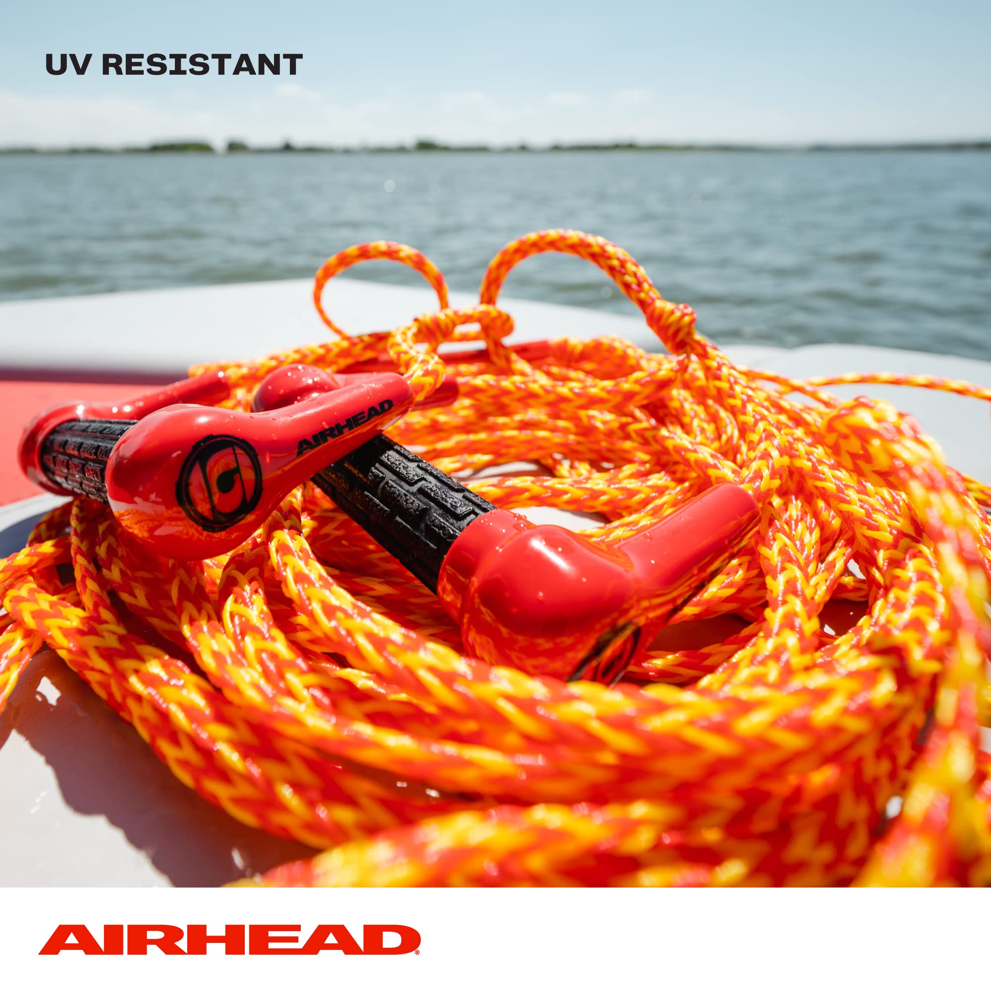 Airhead rope attachment end and eyelet displayed for easy boat rigging and secure connection