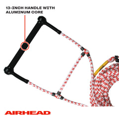AIRHEAD rope floating on water near dock, demonstrates buoyant handle and easy retrieval