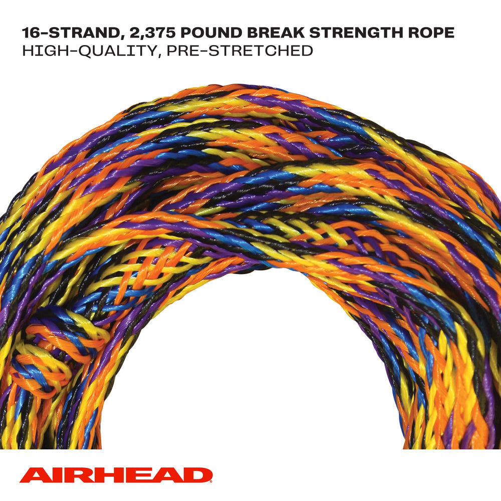 AIRHEAD tow rope connected to a tube in use demonstrating stable towing performance