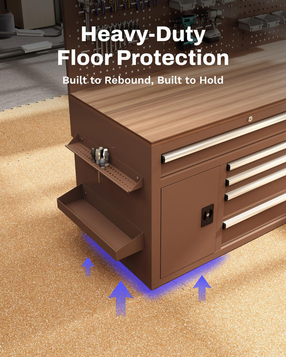 AIRHOP treadmill placed on tiles showing stability and floor protection from vibration
