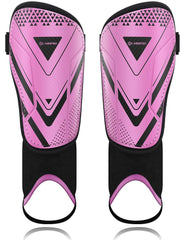 AirsFish front view of medium pink shin and ankle guard showing full coverage and fit