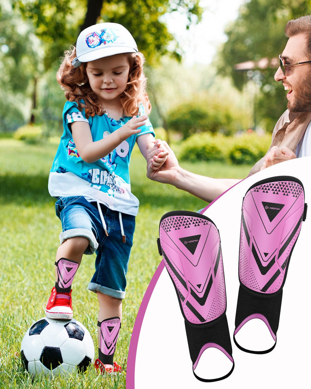 AirsFish youth player wearing shin guards during soccer practice for stable protection