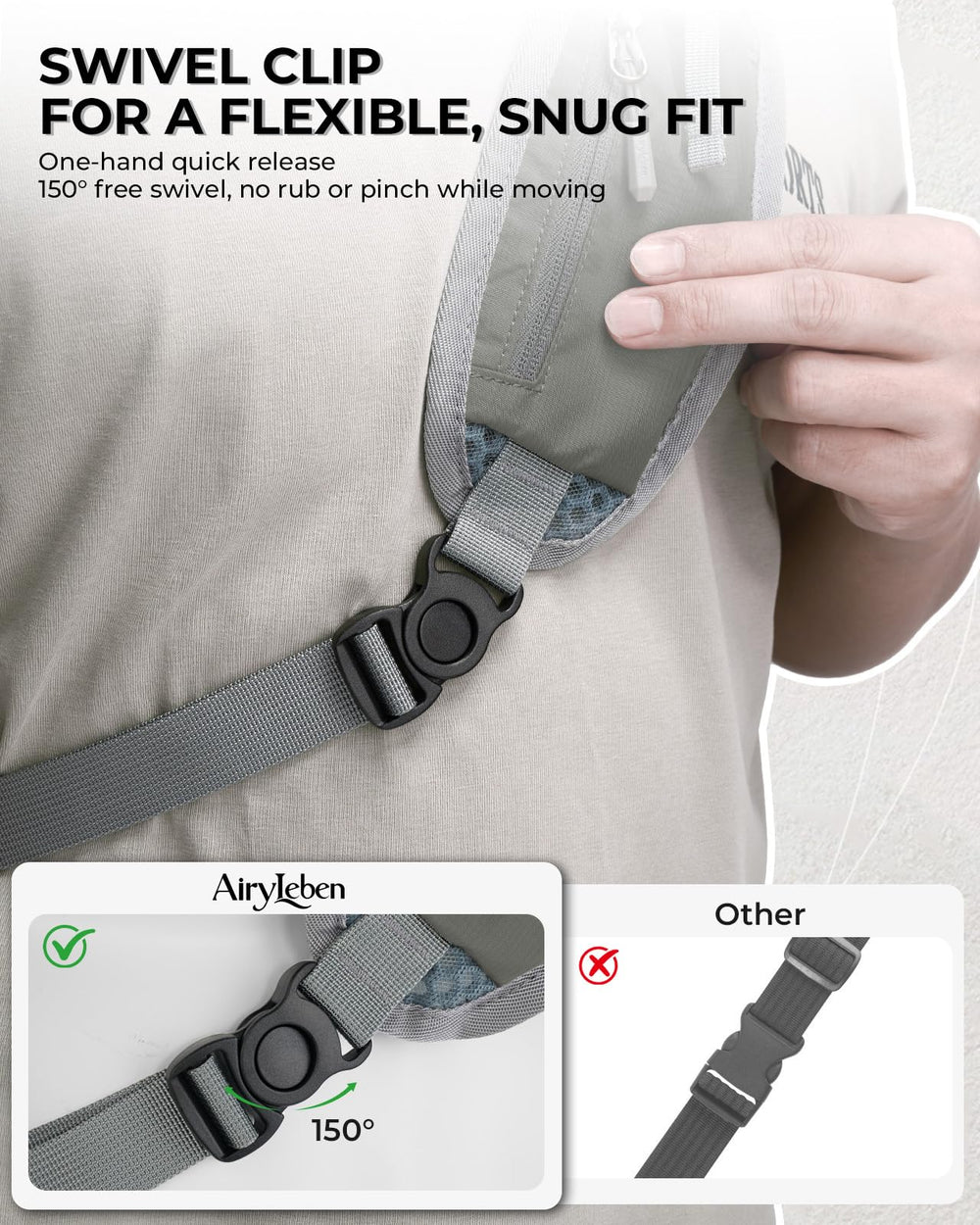 AiryLeben lifestyle image of sling on city walk highlighting hands-free convenience