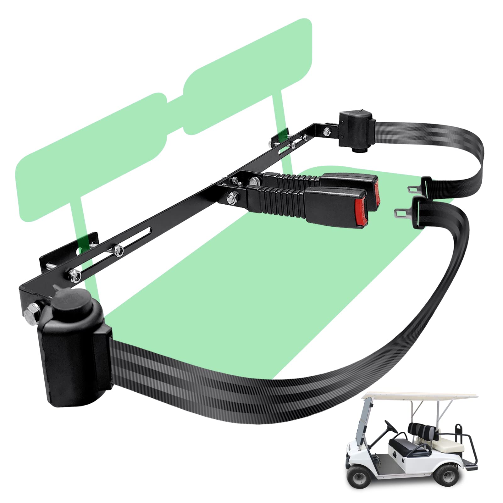 AIWEILUCK front view of mounted two-person seat belt kit showing secure fit