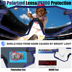 AJBAY kid wearing sunglasses while playing baseball for secure sport fit