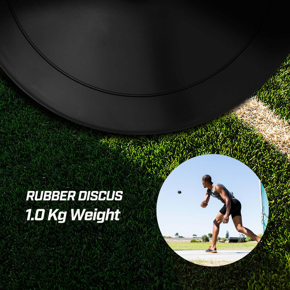 AKABIKE rubber discus impact closeup highlighting flexible material that reduces bounce