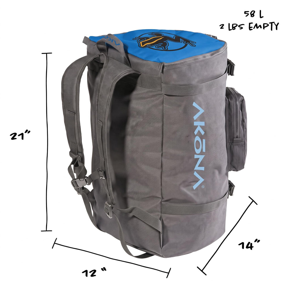 AKONA Globetrotter open main compartment demonstrating duffel-style loading benefit