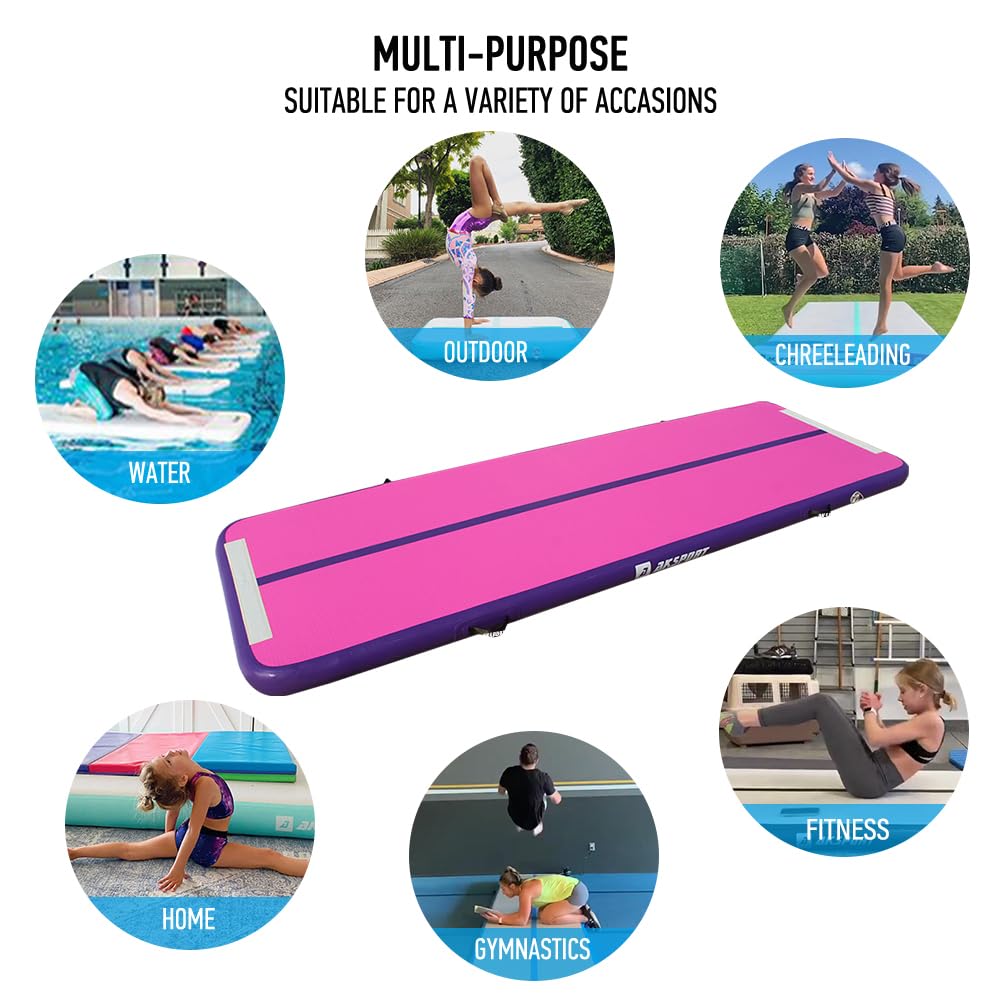 AKSPORT two mats joined by Velcro showing extended tumbling runway for longer drills