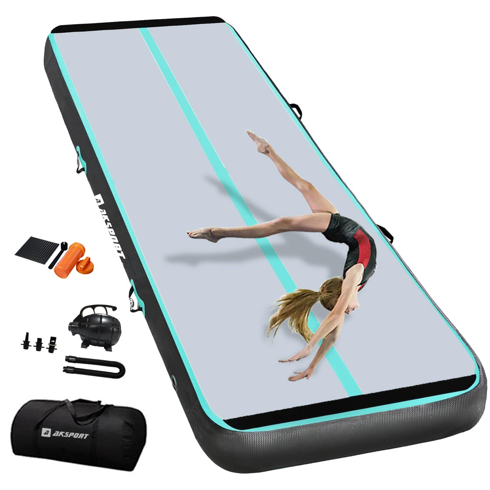 AKSPORT front view of inflated mat showing smooth training surface and colors
