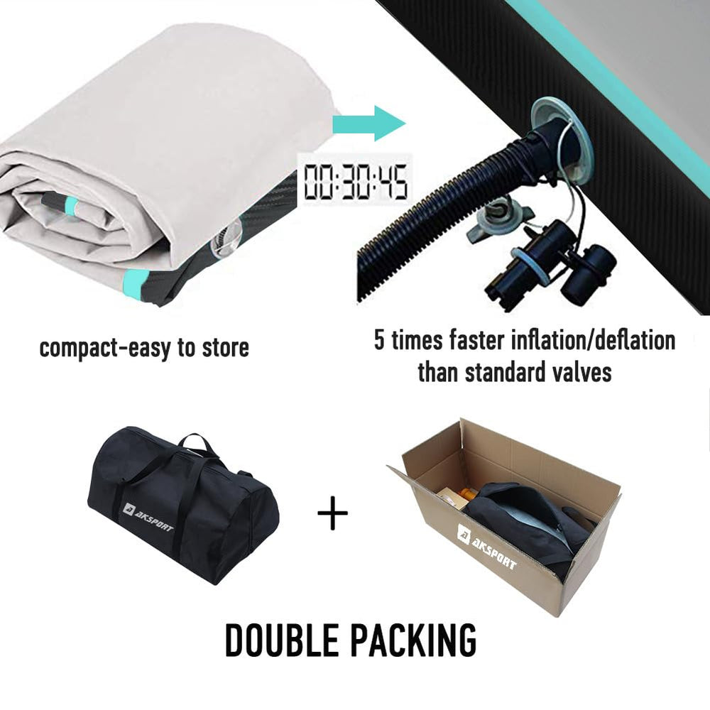 AKSPORT mat folded in carry bag for easy transport and storage