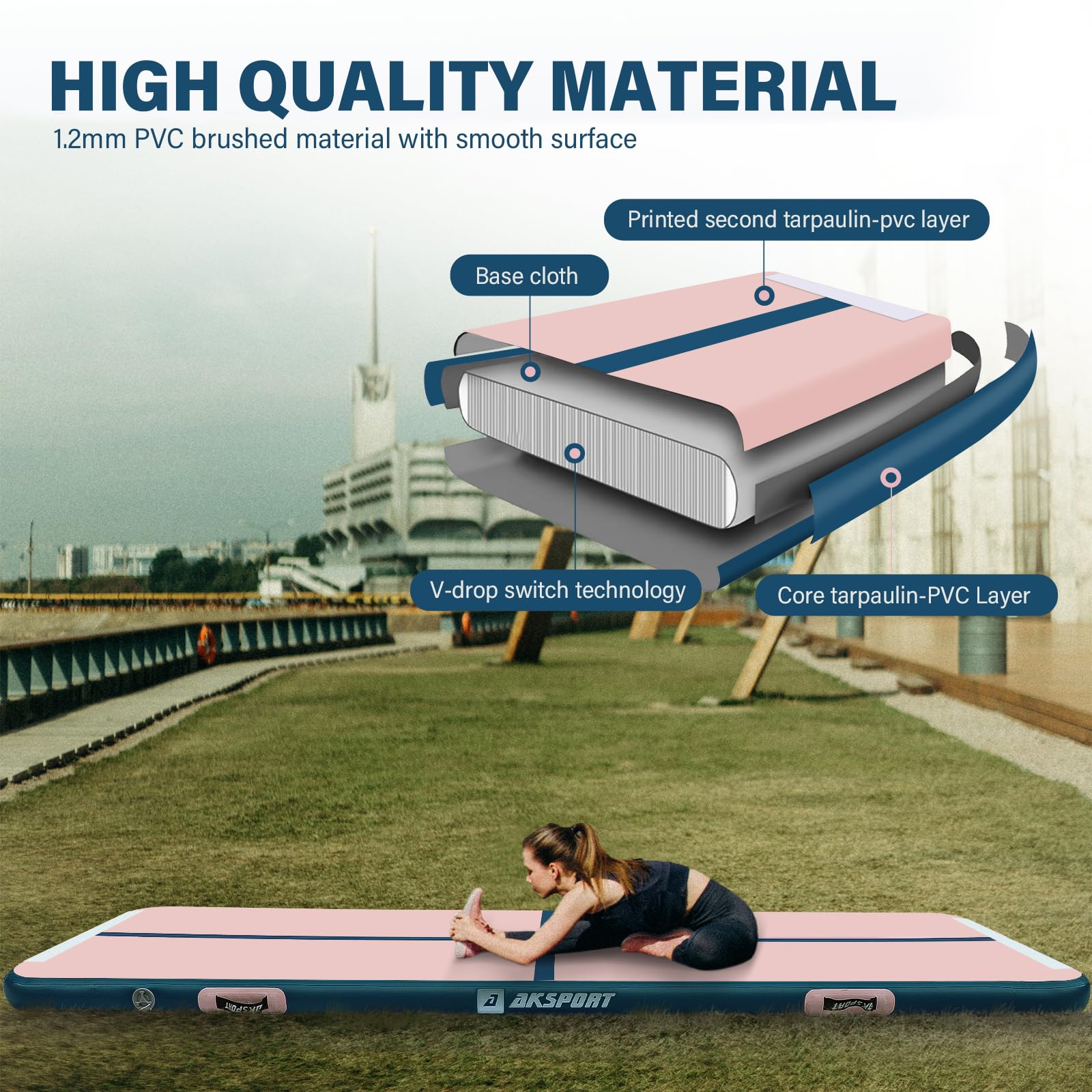AKSPORT carry bag with rolled tumble track showing portability and easy storage convenience