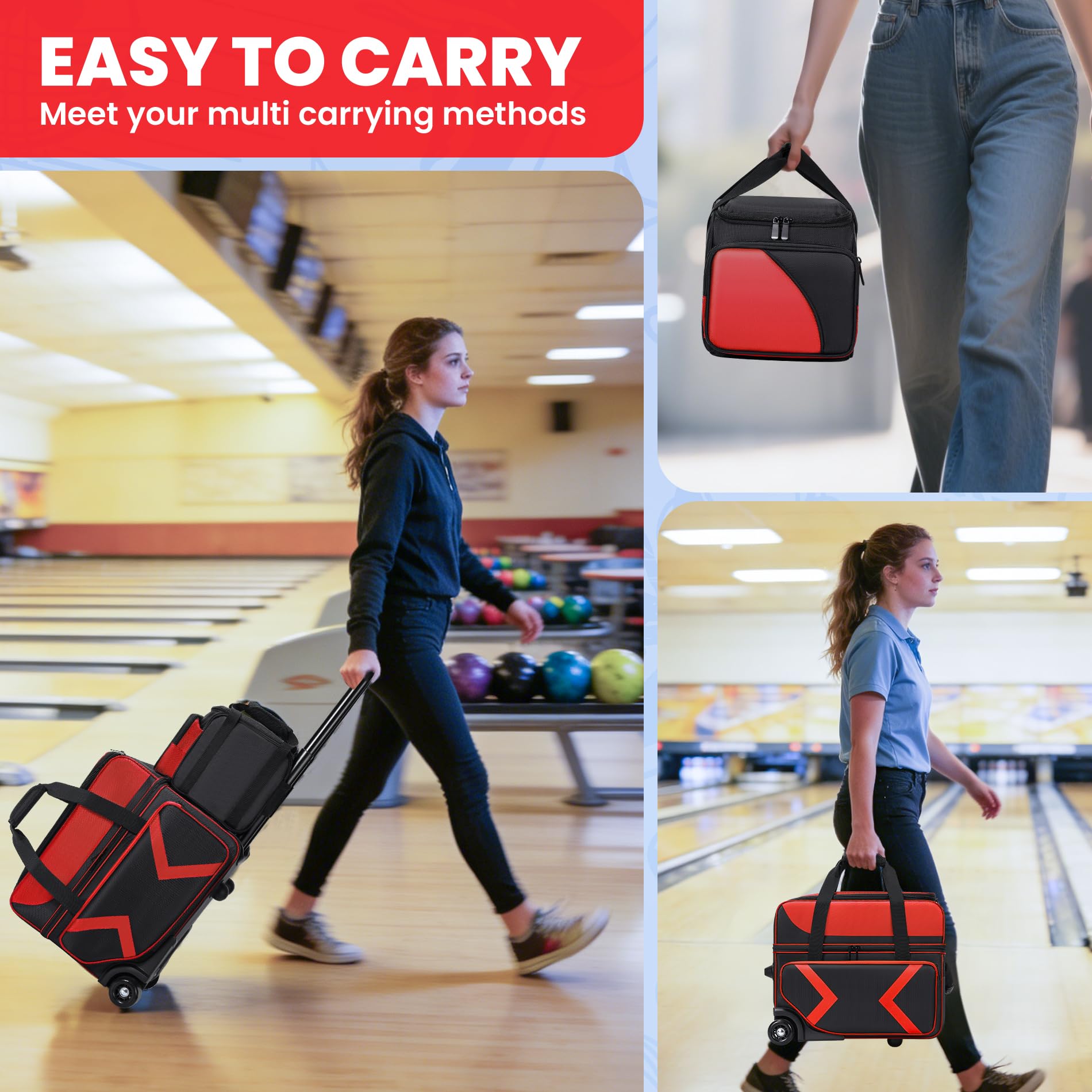 Aleemin single-ball tote attached to handle, modular carry for flexibility