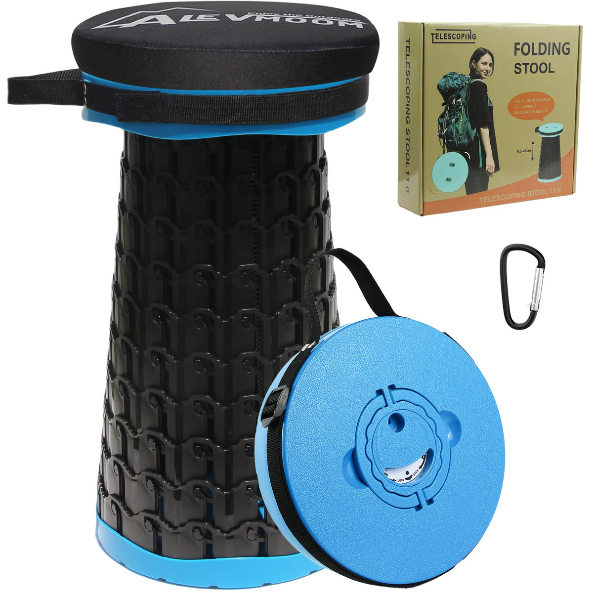 ALEVMOOM stool front view showing padded top and compact body for comfortable seating