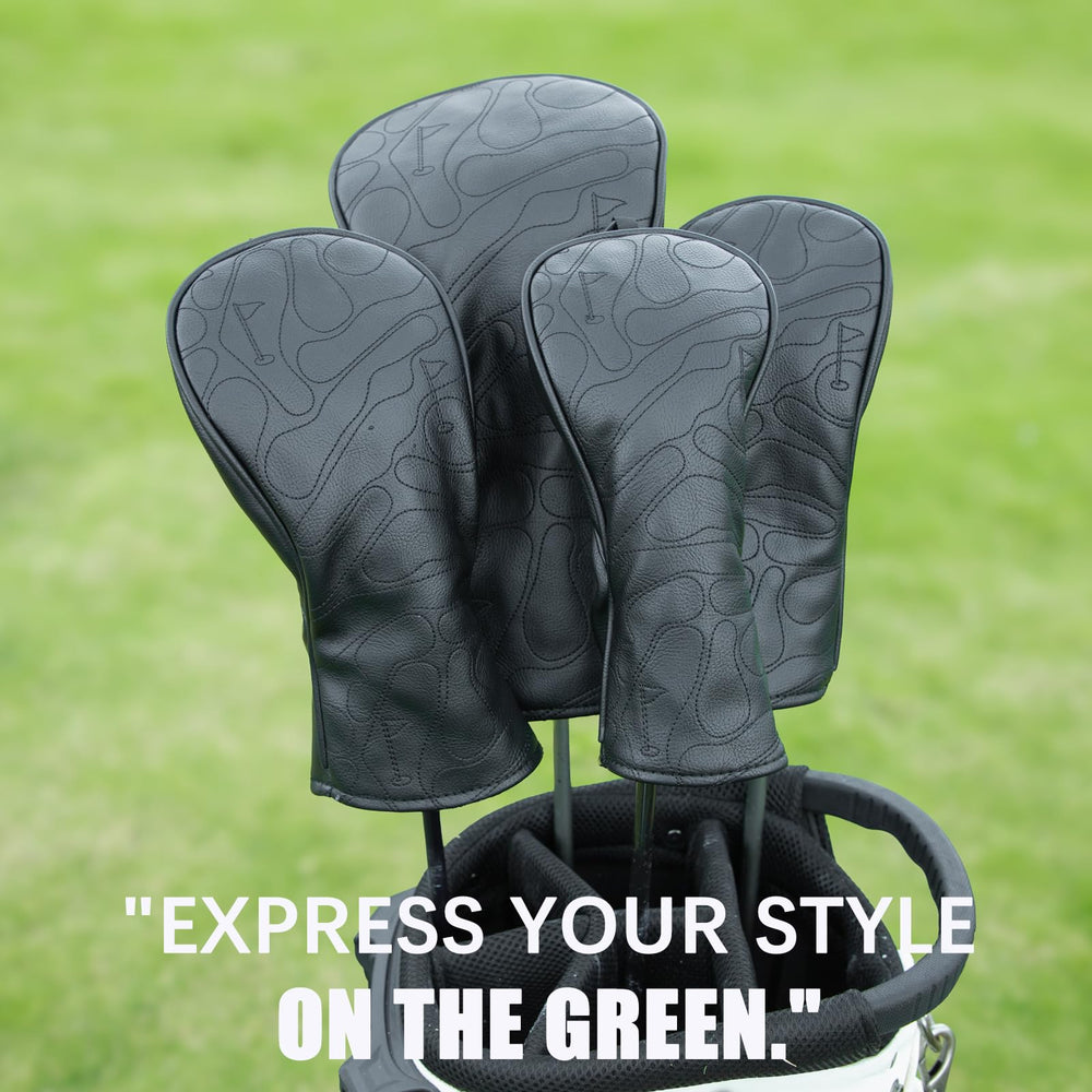 Aliennana covers on a golf bag in use adding visual flair and easy club selection benefit